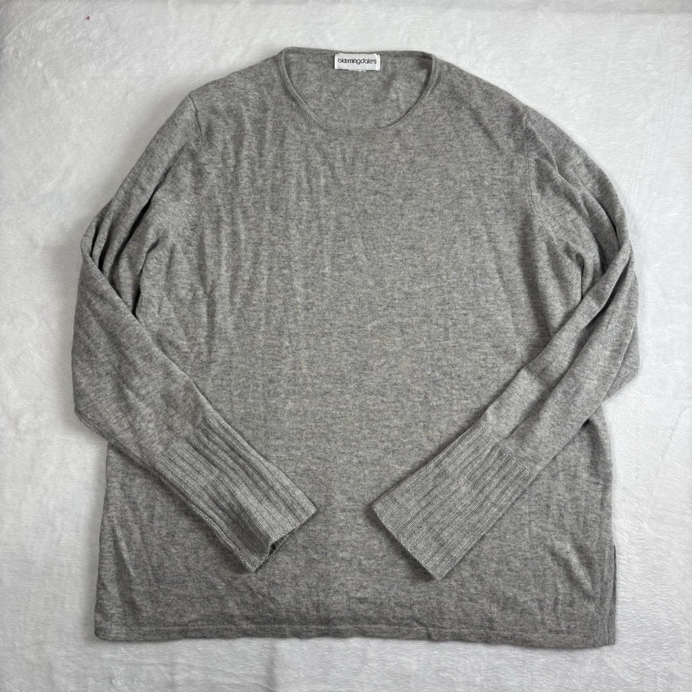 VTG‎ Bloomingdale's Grey Pullover Long Sleeve Cashmere Blend Sweater Women's